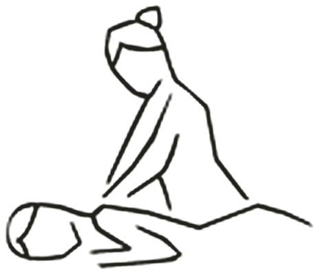 De lijntekening uit het logo van Tulum: een masseuse aan het werk